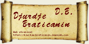 Đurđe Bratičanin vizit kartica